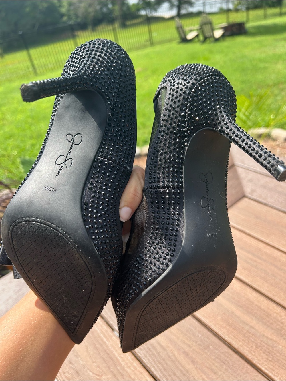 Jessica Simpson Black Studded Pointed-Toe Bow Heels - Picture 6 of 6
